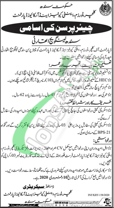 Culture Tourism & Antiquities Department Sindh Job Opportunity
