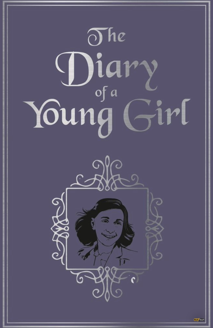 Cover of The Diary of a Young Girl by Anne Frank, featuring a portrait of Anne and the diary that became her legacy.